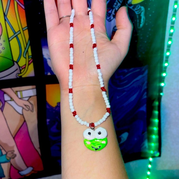 Clay Keroppi Sanrio Seed Beed Choker - Picture 1 of 3